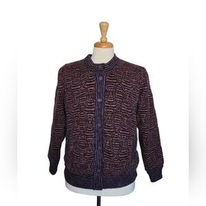 Vintage 70s 80s Quilted Lined Knit Jacket W.K. New Hong Kong Co Warm Retro M/L